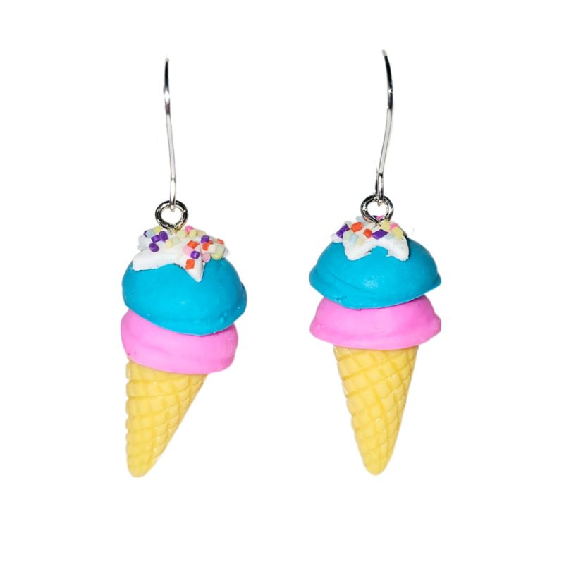 KOLCZYKI FUN LODY W WAFELKU 2 GAŁKI (341)