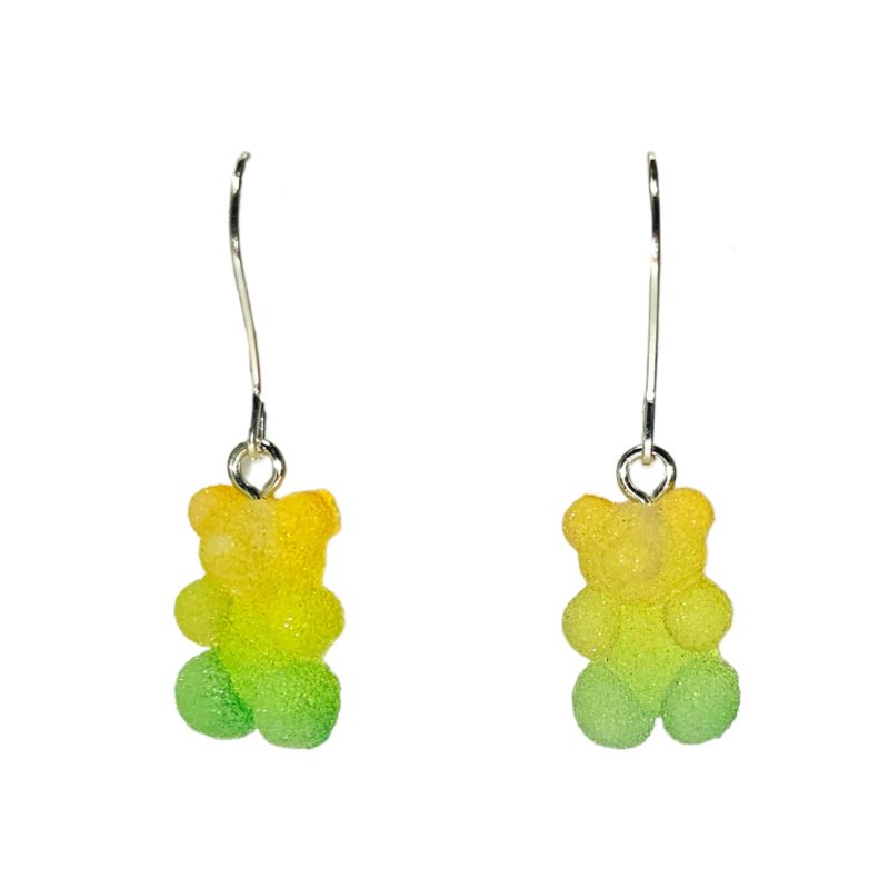 KOLCZYKI FUN SŁODKO-KWAŚNE ŻÓŁTO-ZIELONE OMBRE GUMISIE (082)