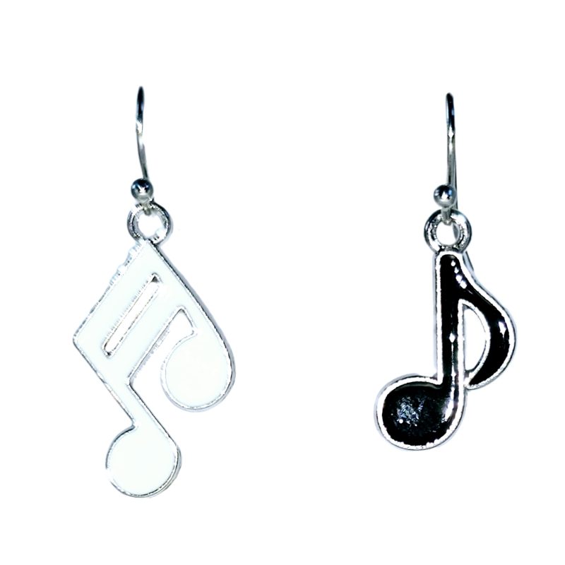 KOLCZYKI FUN BIAŁA I CZARNA NUTA MUZYKA (131)