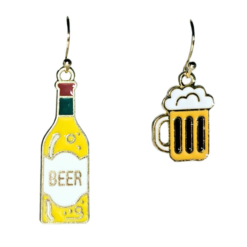 KOLCZYKI FUN ALKO PIWO KUFEL I BUTELKA (366)