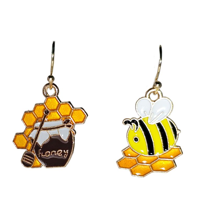 KOLCZYKI FUN PSZCZOŁA I MIODEK ŻÓŁTO-ZŁOTE 2 (353)