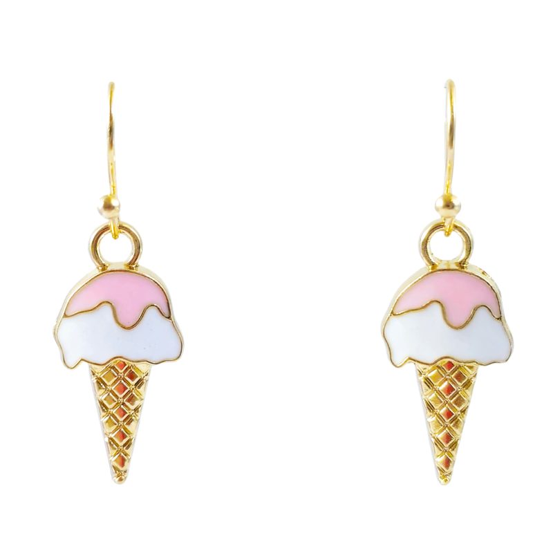 KOLCZYKI FUN LODY W WAFELKU TRUSKAWKOWE (014)