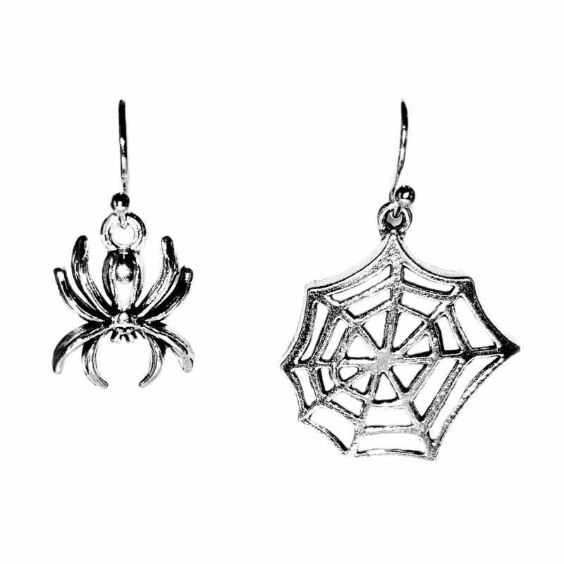 KOLCZYKI FUN SREBRNY PAJĄK I PAJĘCZYNA HALLOWEEN (365)