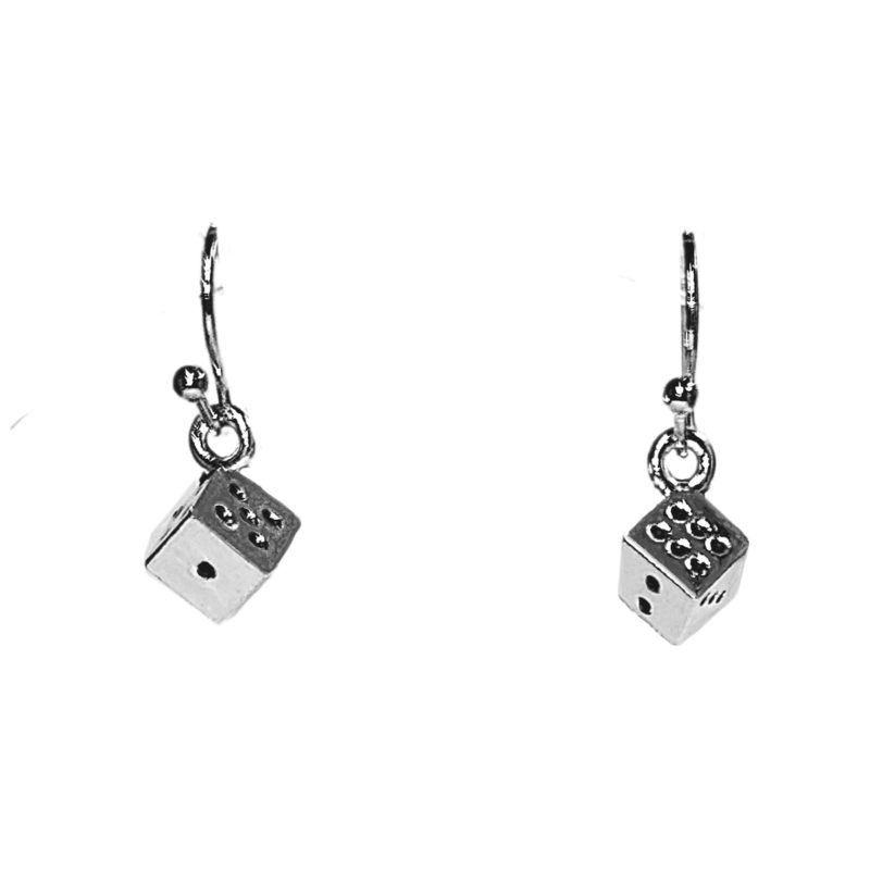 KOLCZYKI FUN GRY KOSTKI DO GRY MINI SREBRNE (346)