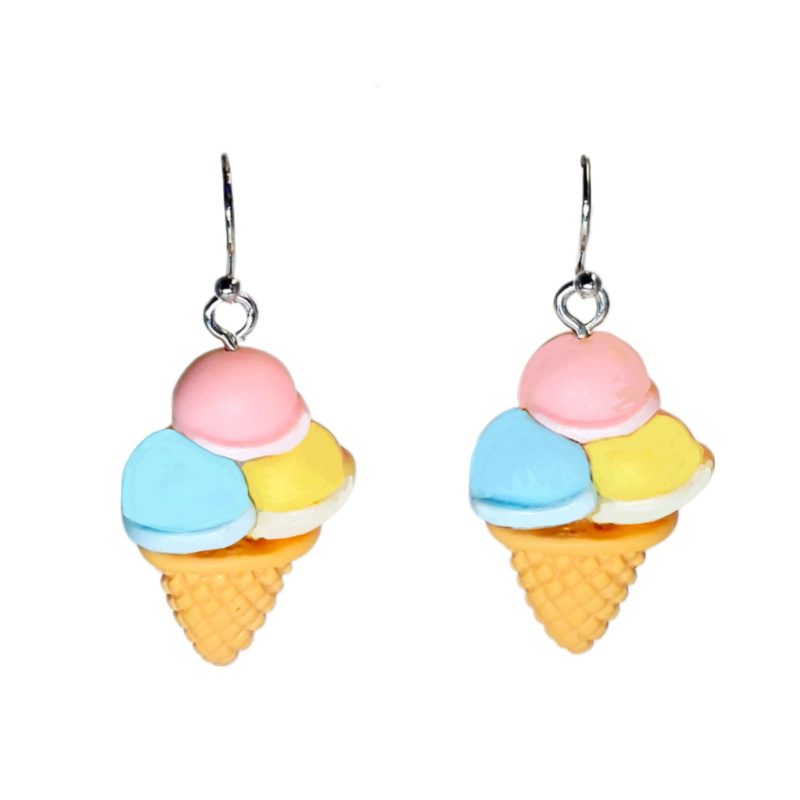 KOLCZYKI FUN LODY W WAFELKU 3 GAŁKI (146)