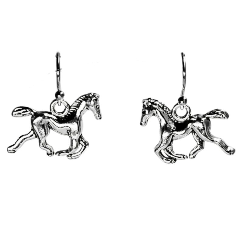 KOLCZYKI FUN SREBRNE KONIE W GALOPIE (178)