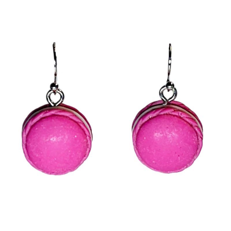 KOLCZYKI FUN CIASTKA MAKARONIKI CIEMNY RÓŻ (137)