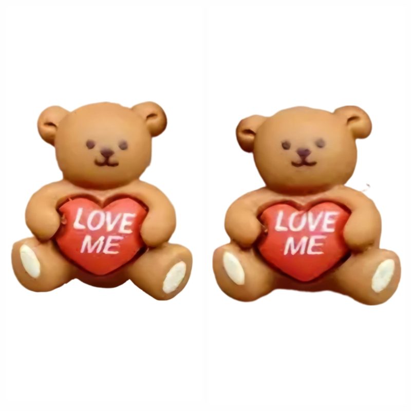 KOLCZYKI FUN SZTYFT MISIE Z SERCEM LOVE ME (SZ007)