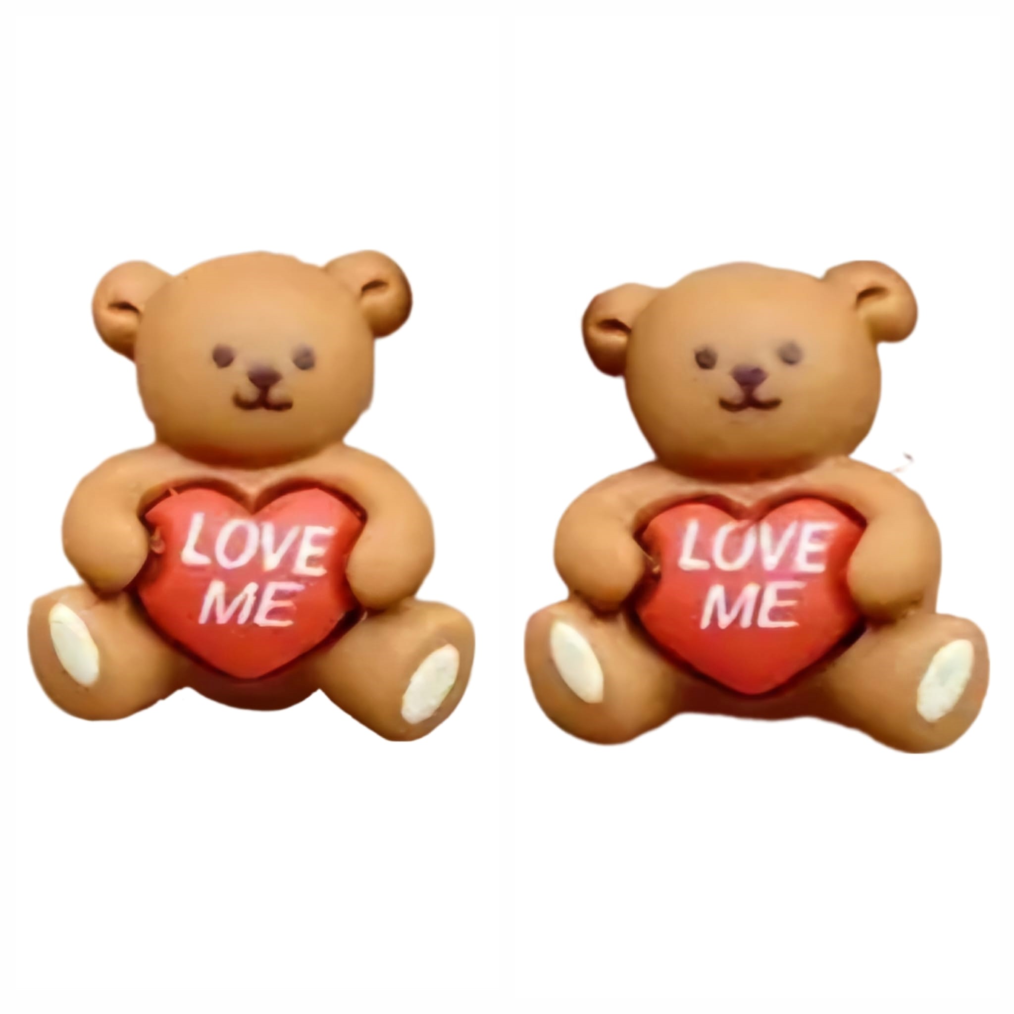 KOLCZYKI FUN SZTYFT MISIE Z SERCEM LOVE ME (SZ007)