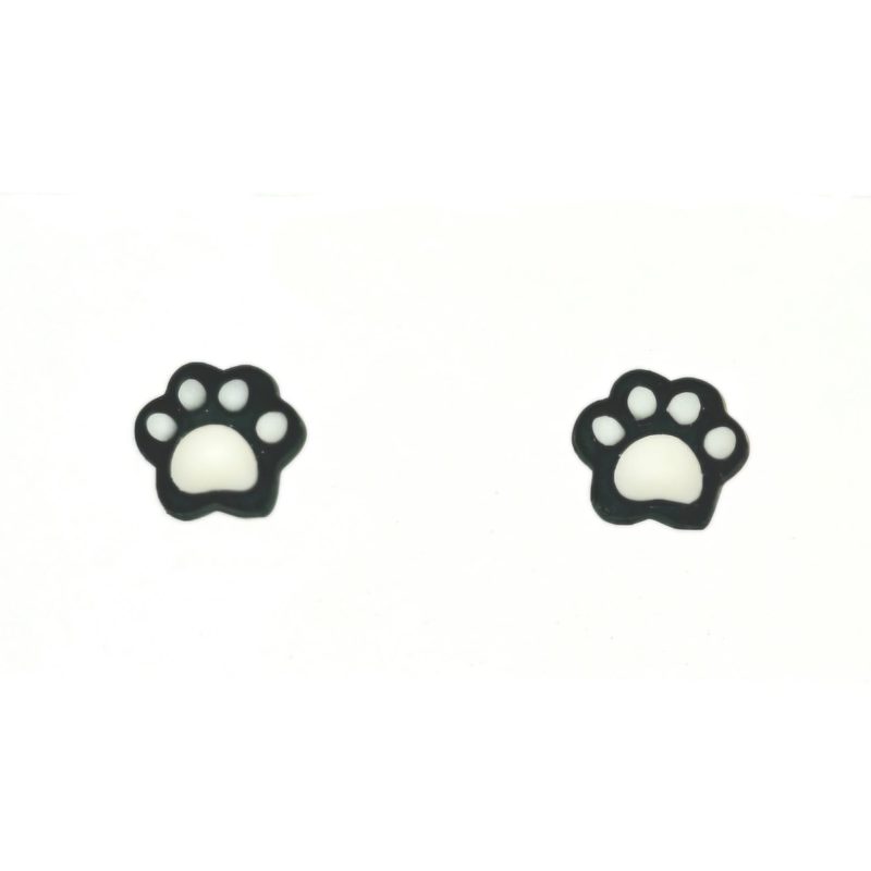 KOLCZYKI FUN SZTYFT MINI CZARNE ŁAPKI (SZ009)