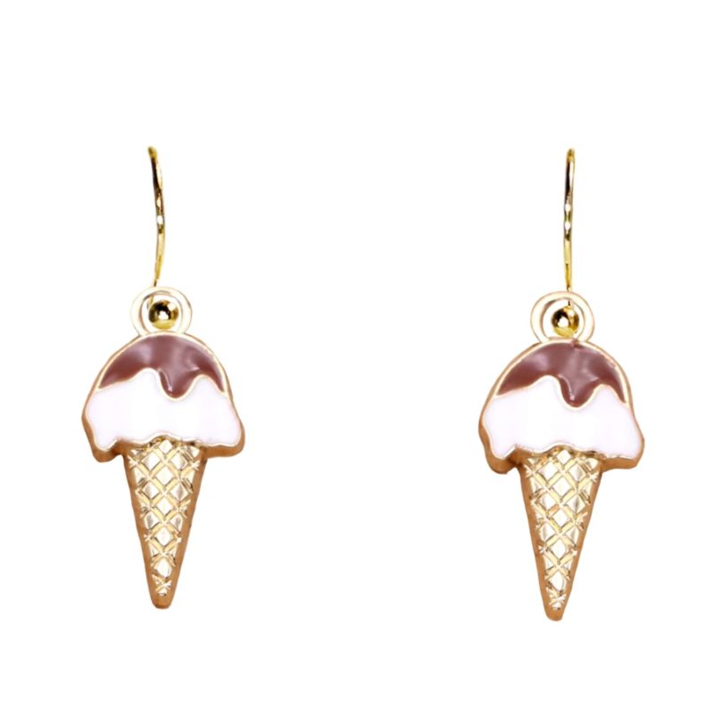 KOLCZYKI FUN LODY W WAFELKU CZEKOLADOWE (016)