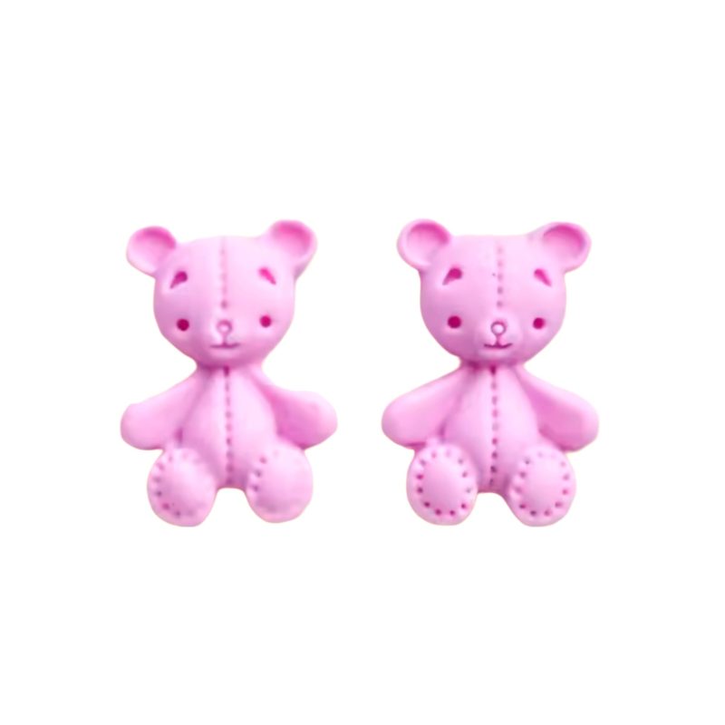 KOLCZYKI FUN SZTYFT MINI MISIE JAK PLUSZOWE RÓZOWE (SZ004)