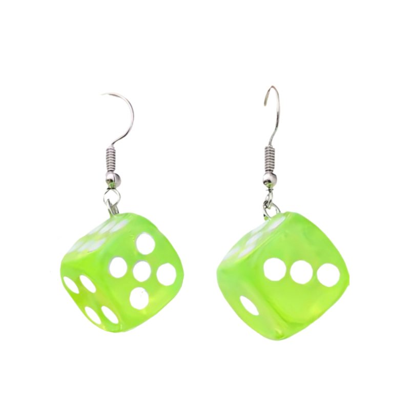 KOLCZYKI FUN GRY KOSTKI DO GRY ZIELONY NEON (370)