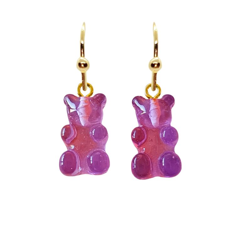 KOLCZYKI FUN SŁODKIE TRANSPARENTNO-FIOLETOWE GUMISIE (326)