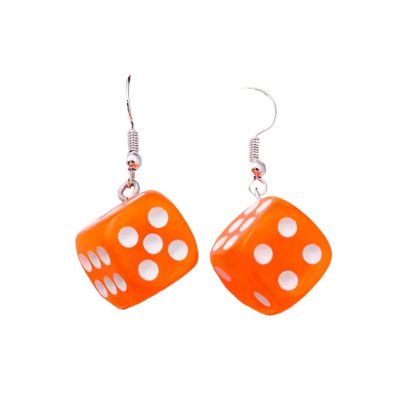 KOLCZYKI FUN GRY KOSTKI DO GRY POMARAŃCZOWY NEON (371)