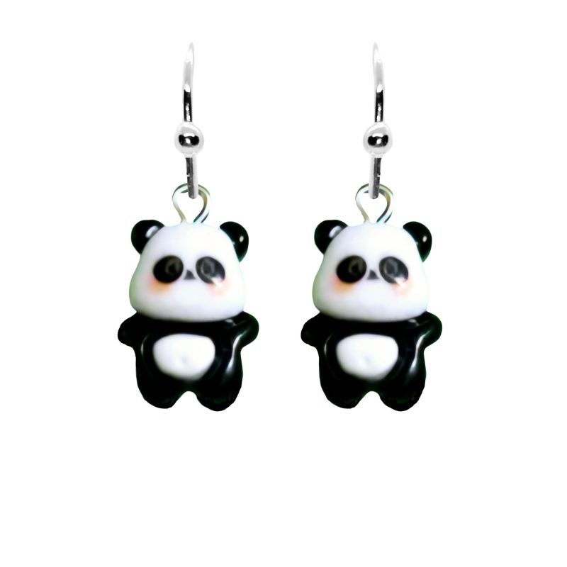 KOLCZYKI FUN BIAŁO-CZARNY MIŚ PANDA (033)