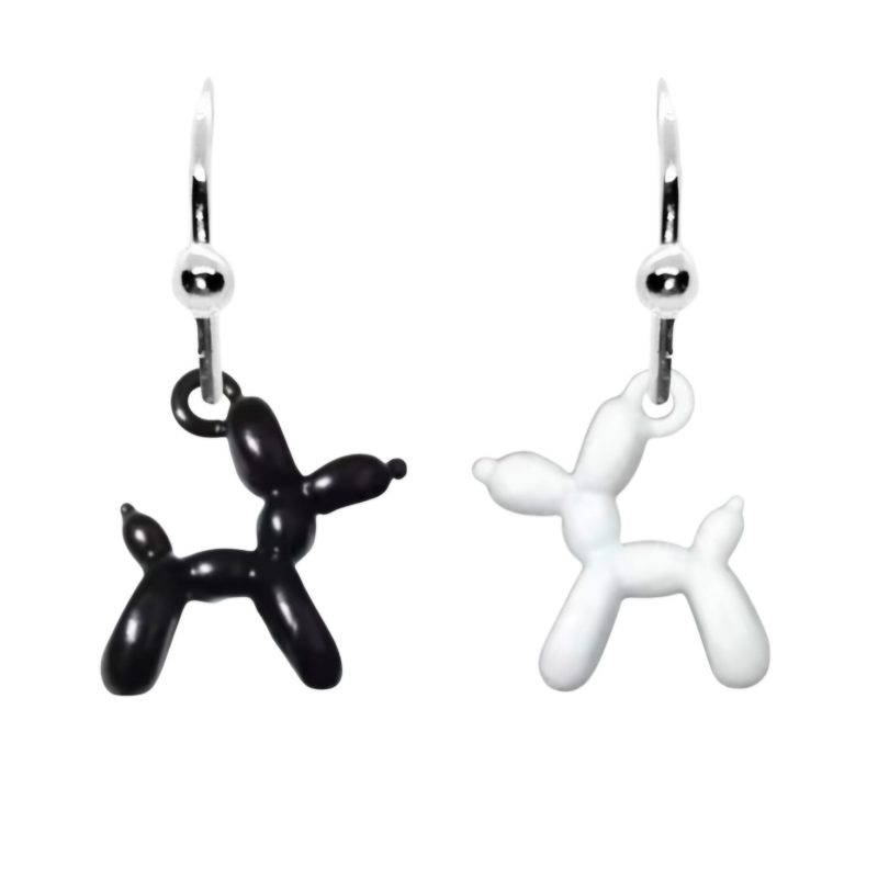 KOLCZYKI FUN BALONOWE PIESKI BIAŁY CZARNY (269)