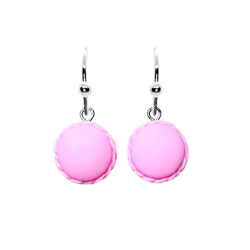 KOLCZYKI FUN CIASTKA MAKARONIKI CIEMNY RÓŻ (137)