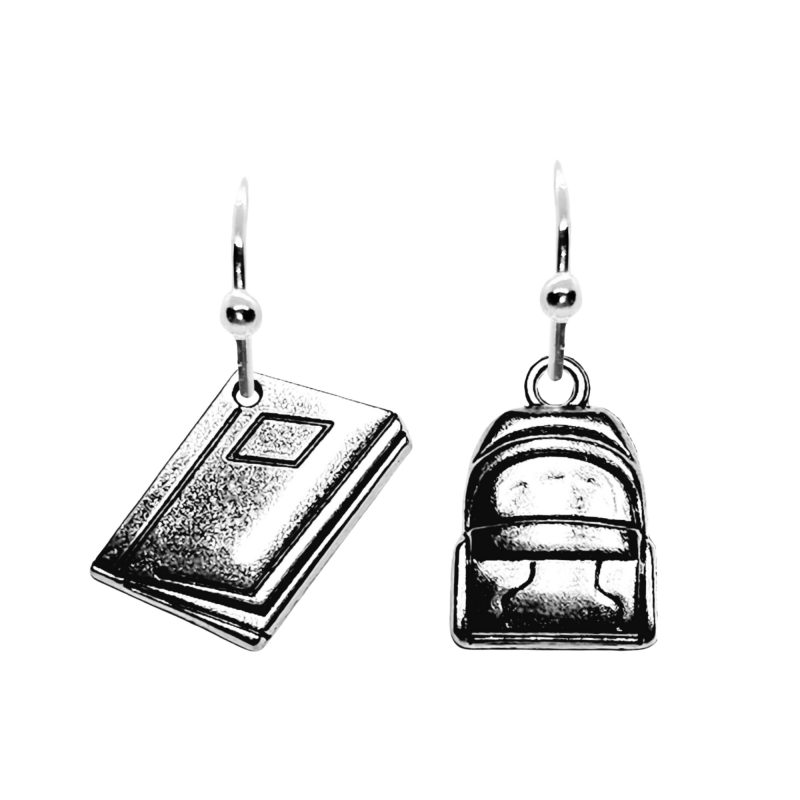 KOLCZYKI FUN SREBRNE PLECAK SZKOLNY I ZESZYT (236)