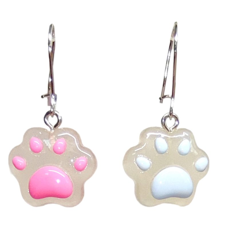 KOLCZYKI FUN ŁAPKI ŚWIECĄCE FLUO RÓŻ-NIEB (031)