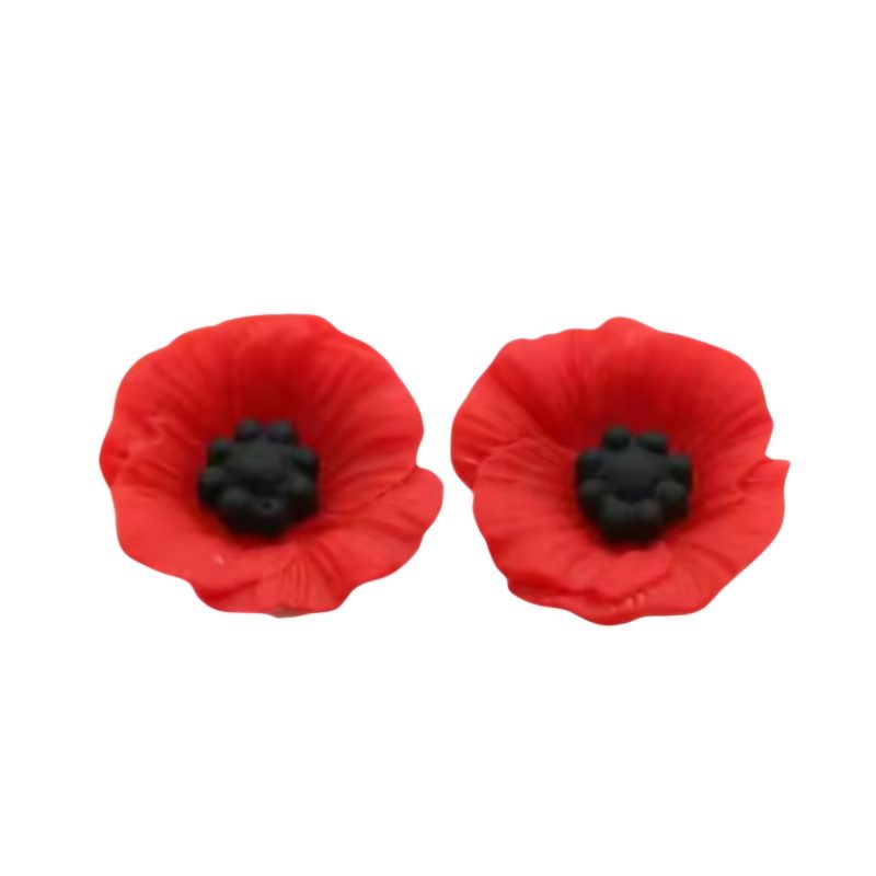 KOLCZYKI FUN SZTYFT CZERWONE MAKI (SZ018)