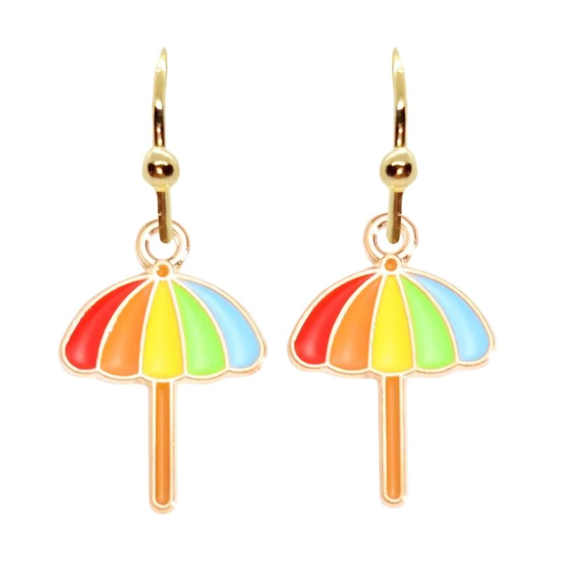 KOLCZYKI FUN KOLOROWE TĘCZOWE PARASOLKI (056)