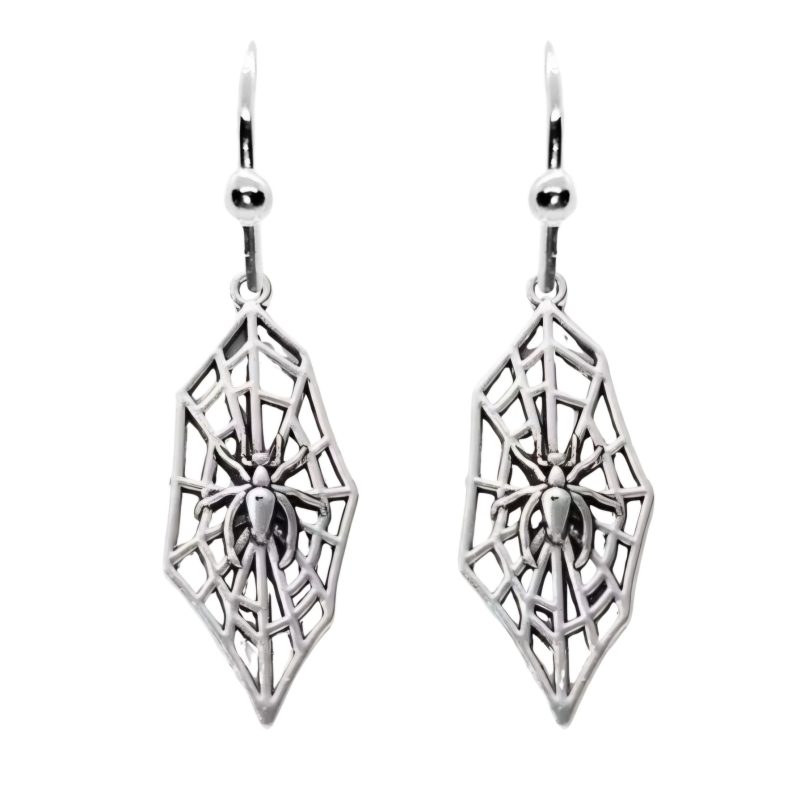 KOLCZYKI GOTYCKIE PAJĄK W PAJĘCZYNIE FIT HALLOWEEN (442)