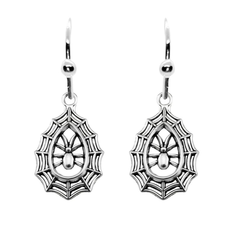 KOLCZYKI GOTYCKIE PAJĄK W PAJĘCZYNIE HALLOWEEN (412)