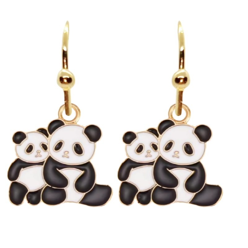 KOLCZYKI FUN BIAŁO-CZARNE PANDY (433)